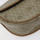 Christian Dior Honeycomb Canvas Shoulder Bag PVC Beige Gold Auth BA1892-15