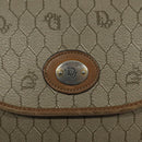 Christian Dior Honeycomb Canvas Shoulder Bag PVC Beige Gold Auth BA1892-17