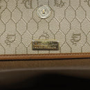 Christian Dior Honeycomb Canvas Shoulder Bag PVC Beige Gold Auth BA1892-16
