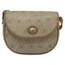 Christian Dior Honeycomb Canvas Shoulder Bag PVC Beige Gold Auth BA1892-2
