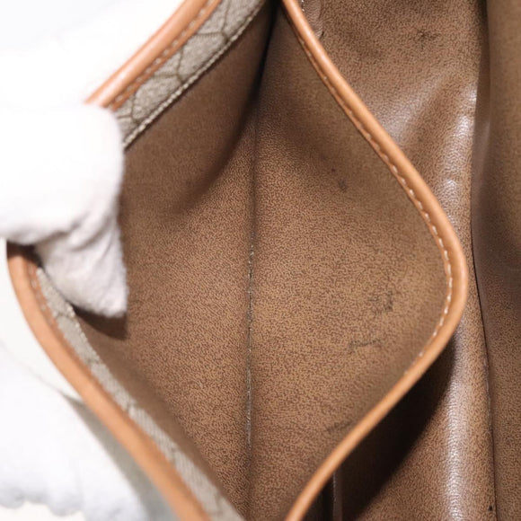 Christian Dior Honeycomb Canvas Shoulder Bag PVC Beige Gold Auth BA1892