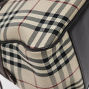 BURBERRY Nova Check Hand Bag Canvas Beige Silver Auth BA1895-14