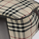 BURBERRY Nova Check Hand Bag Canvas Beige Silver Auth BA1895-15