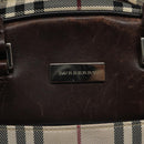 BURBERRY Nova Check Hand Bag Canvas Beige Silver Auth BA1895-17