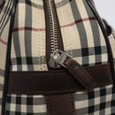 BURBERRY Nova Check Hand Bag Canvas Beige Silver Auth BA1895-10