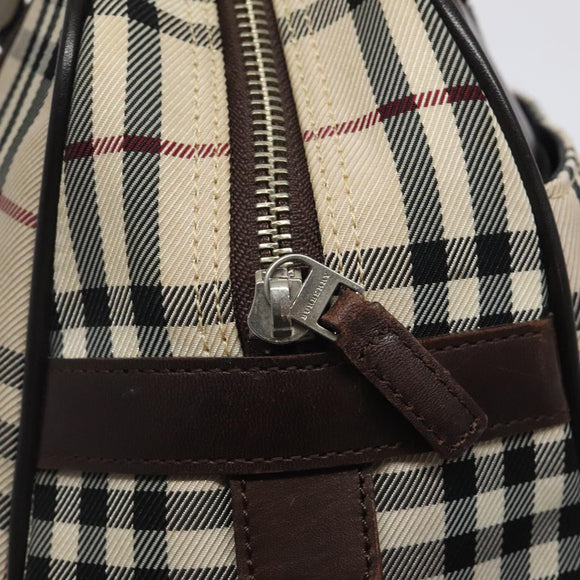 BURBERRY Nova Check Hand Bag Canvas Beige Silver Auth BA1895