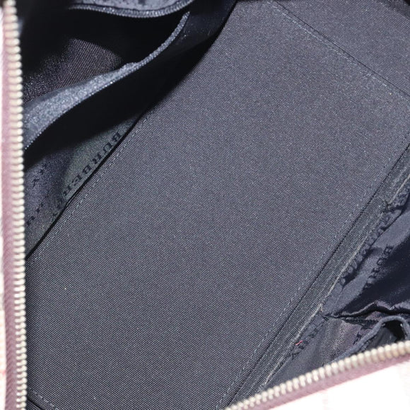 BURBERRY Nova Check Hand Bag Canvas Beige Silver Auth BA1895