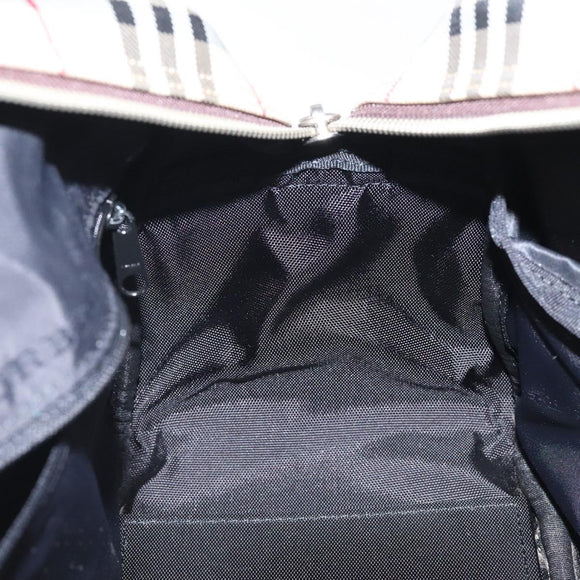 BURBERRY Nova Check Hand Bag Canvas Beige Silver Auth BA1895