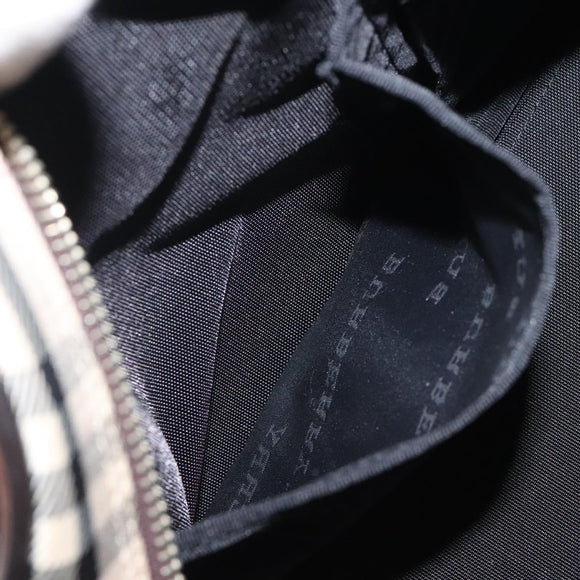 BURBERRY Nova Check Hand Bag Canvas Beige Silver Auth BA1895