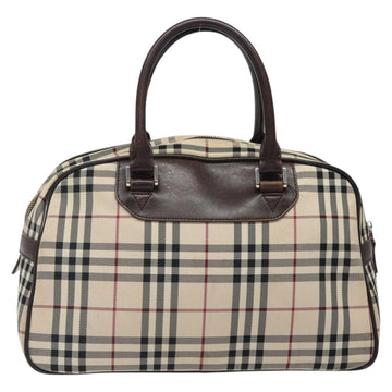 BURBERRY Nova Check Hand Bag Canvas Beige Silver Auth BA1895 - 0
