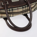 BURBERRY Nova Check Hand Bag Canvas Beige Silver Auth BA1895-7