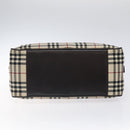 BURBERRY Nova Check Hand Bag Canvas Beige Silver Auth BA1895-5