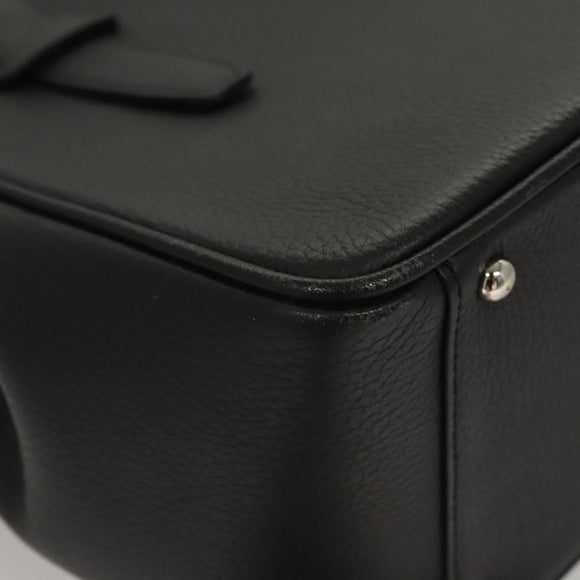 BURBERRY Hand Bag Leather Black Silver Auth BA1908