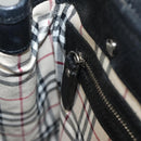 BURBERRY Hand Bag Leather Black Silver Auth BA1908-20