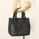 BURBERRY Hand Bag Leather Black Silver Auth BA1908-21