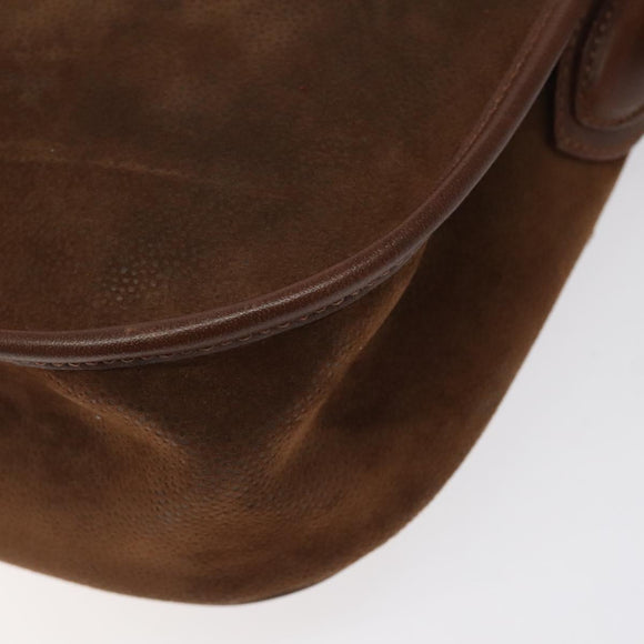 Burberrys Shoulder Bag Suede Brown Gold Auth BA1911