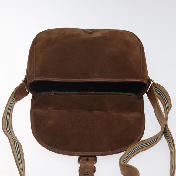Burberrys Shoulder Bag Suede Brown Gold Auth BA1911