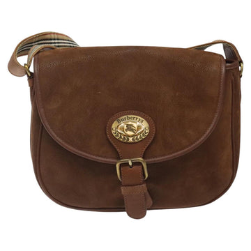 Burberrys Shoulder Bag Suede Brown Gold Auth BA1911 - 0