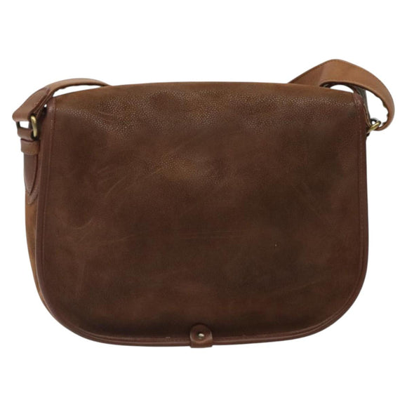 Burberrys Shoulder Bag Suede Brown Gold Auth BA1911