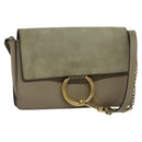Chloe Fay Shoulder Bag Suede Leather Gray Gold Auth BA1915-1