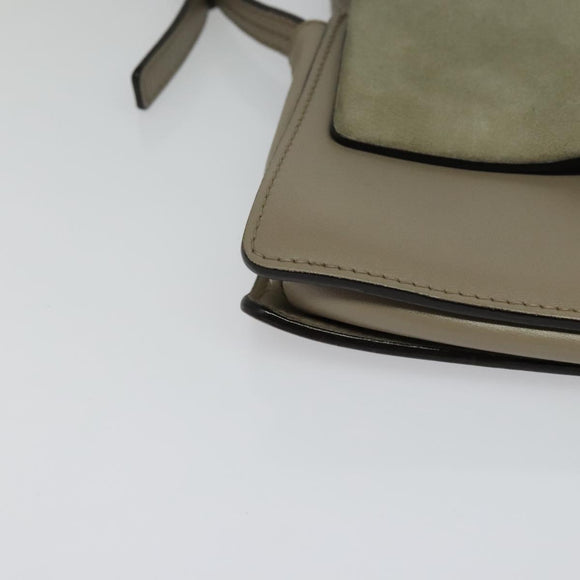 Chloe Fay Shoulder Bag Suede Leather Gray Gold Auth BA1915