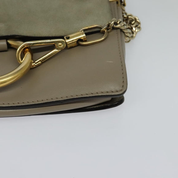 Chloe Fay Shoulder Bag Suede Leather Gray Gold Auth BA1915