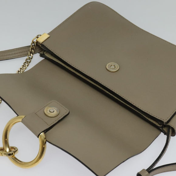 Chloe Fay Shoulder Bag Suede Leather Gray Gold Auth BA1915