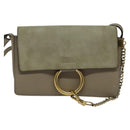 Chloe Fay Shoulder Bag Suede Leather Gray Gold Auth BA1915-13