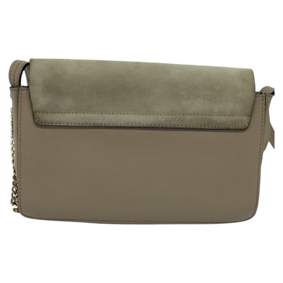 Chloe Fay Shoulder Bag Suede Leather Gray Gold Auth BA1915
