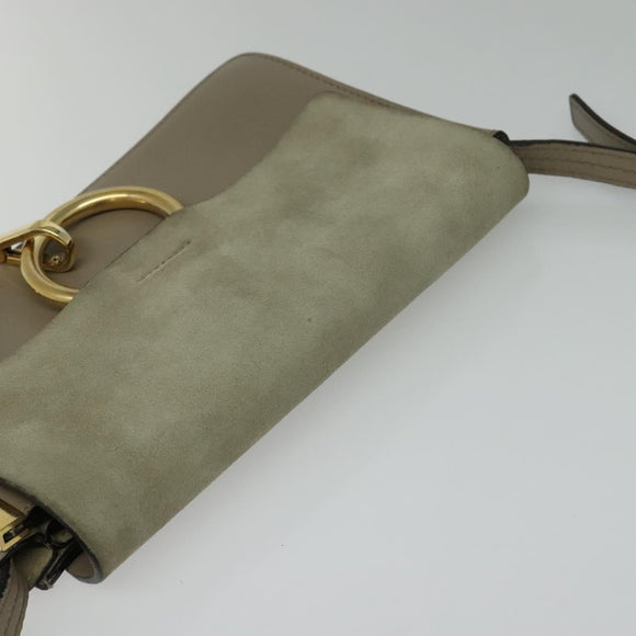Chloe Fay Shoulder Bag Suede Leather Gray Gold Auth BA1915