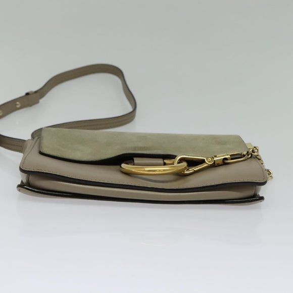 Chloe Fay Shoulder Bag Suede Leather Gray Gold Auth BA1915