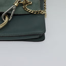 Chloe Fay Shoulder Bag Suede Leather Blue Gold Auth BA1916-9
