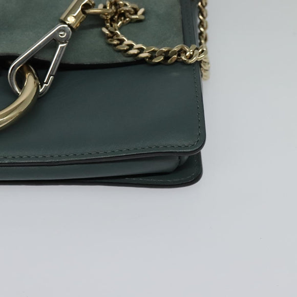 Chloe Fay Shoulder Bag Suede Leather Blue Gold Auth BA1916