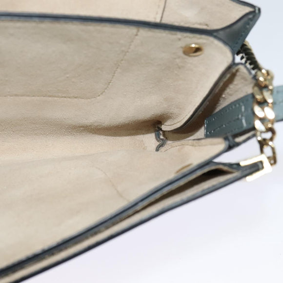 Chloe Fay Shoulder Bag Suede Leather Blue Gold Auth BA1916