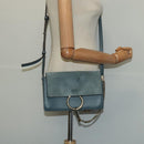 Chloe Fay Shoulder Bag Suede Leather Blue Gold Auth BA1916-24