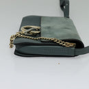 Chloe Fay Shoulder Bag Suede Leather Blue Gold Auth BA1916-4