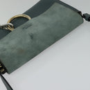 Chloe Fay Shoulder Bag Suede Leather Blue Gold Auth BA1916-6