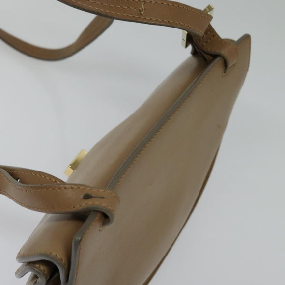 Chloe Georgia Shoulder Bag Leather Beige Gold Auth BA1917