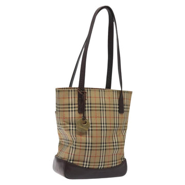 BURBERRY Nova Check Tote Bag Canvas Beige Auth BA1922