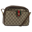 GUCCI GG Supreme Web Sherry Line Shoulder Bag PVC Beige Gold Red Auth BA1924-1