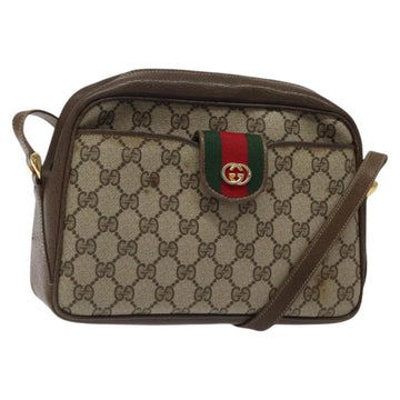 GUCCI GG Supreme Web Sherry Line Shoulder Bag PVC Beige Gold Red Auth BA1924