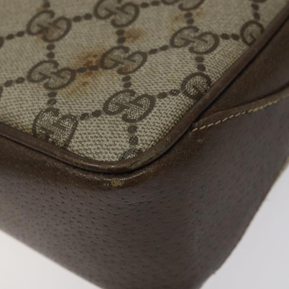 GUCCI GG Supreme Web Sherry Line Shoulder Bag PVC Beige Gold Red Auth BA1924