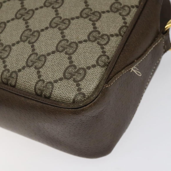 GUCCI GG Supreme Web Sherry Line Shoulder Bag PVC Beige Gold Red Auth BA1924