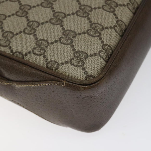 GUCCI GG Supreme Web Sherry Line Shoulder Bag PVC Beige Gold Red Auth BA1924