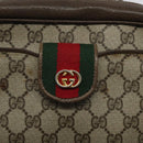 GUCCI GG Supreme Web Sherry Line Shoulder Bag PVC Beige Gold Red Auth BA1924-14
