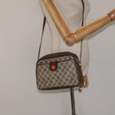 GUCCI GG Supreme Web Sherry Line Shoulder Bag PVC Beige Gold Red Auth BA1924-24
