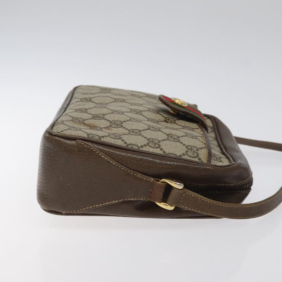 GUCCI GG Supreme Web Sherry Line Shoulder Bag PVC Beige Gold Red Auth BA1924