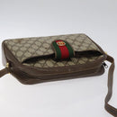 GUCCI GG Supreme Web Sherry Line Shoulder Bag PVC Beige Gold Red Auth BA1924-6