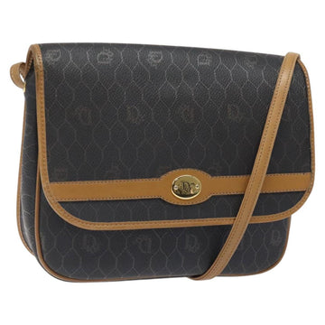 Christian Dior Honeycomb Canvas Shoulder Bag PVC Brown Gold Auth BA1926