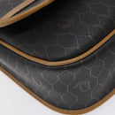 Christian Dior Honeycomb Canvas Shoulder Bag PVC Brown Gold Auth BA1926-15